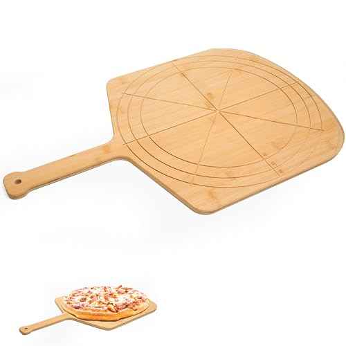 Wooden Pizza Peel 14 Inch Board with Engraved Sizes