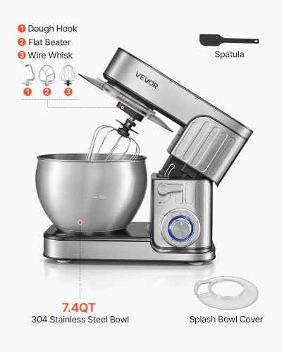 7.4 Qt Tilt Head Stand Mixer 500W Electric Dough Mixer