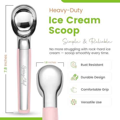 Heavy Duty Metal Ice Cream Scoop with Soft Grip Handle