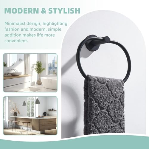 Matte Black Oval Towel Ring
