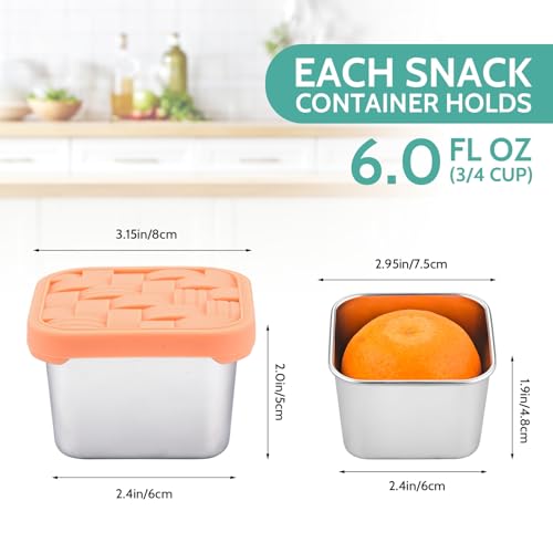 8PC 6oz Stainless Steel Snack Containers with lids (8 Fl Oz)