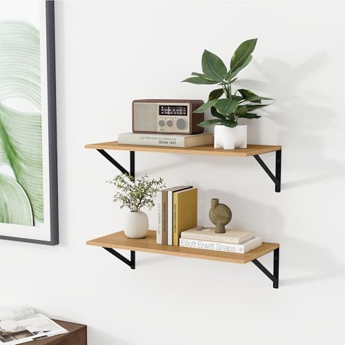 24W x 12D Deep Floating Shelves Set of 2 Oak (2 Count)