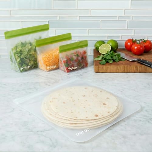 re) zip Reusable Stand-Up Food Storage Bags, Leakproof, 3-Piece, Green