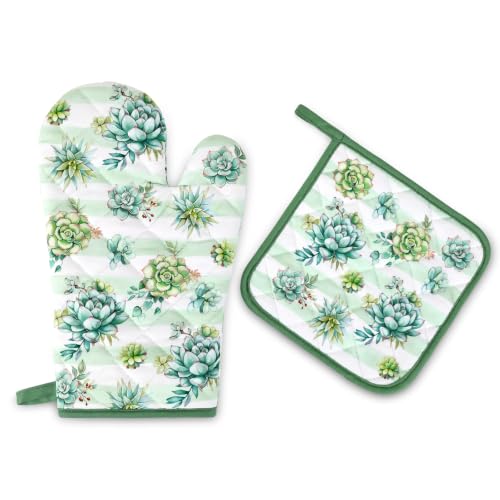Succulent Oven Mitts and Pot Holders Set (2 Count)