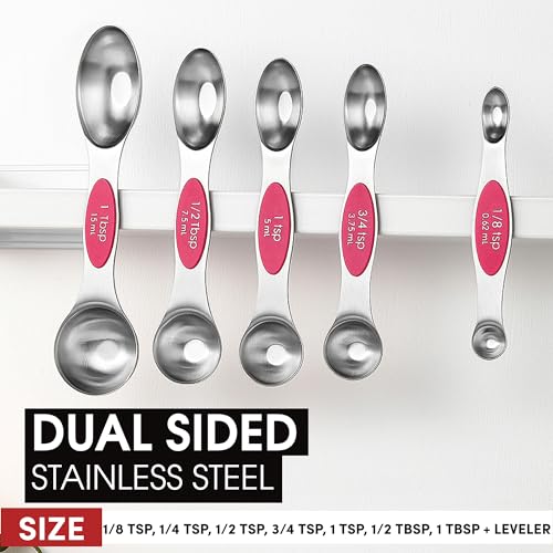 Dual Sided Magnetic Measuring Spoons Set of 8 for Kitchen (8 Count)