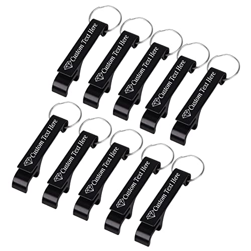 10PCS Personalized Bottle Opener Keychain Bulk Custom Beer Bottle Opener with Logo Text Engraved Wedding Bottle Opener Favors Customized Gifts for Guests Baby Shower Birthday Party (10 Count)