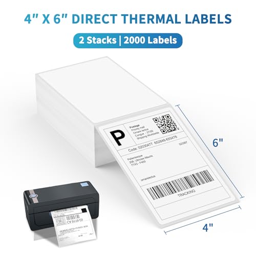 Fanfold 4 x 6 Direct Thermal Labels White Perforated Shipping Labels (2000 Count)