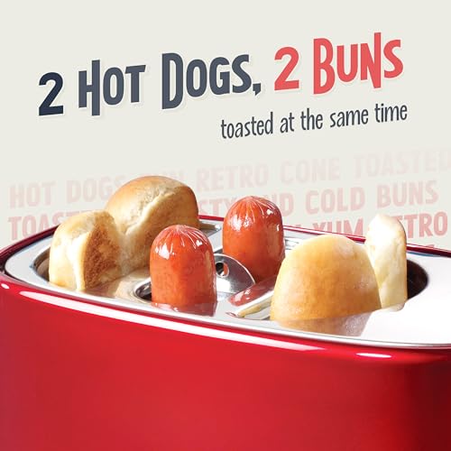 2 Slot Hot Dog and Bun Toaster with Mini Tongs