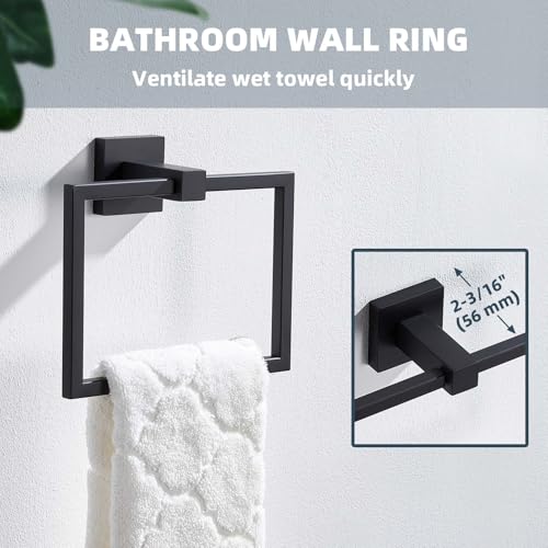 Matte Black Square Towel Holder for Bathroom