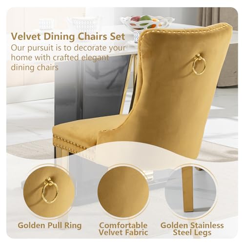 Gold Velvet Dining Chairs Set of 4 (4 Count)