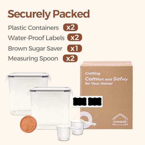 Airtight Brown Sugar Containers with Terra Cotta Saver 2.6Qt 2Pack (2 Count)