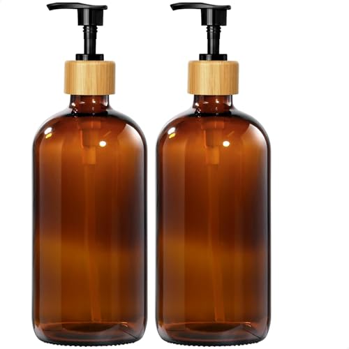 Amber Glass Soap Dispenser (2 Count)