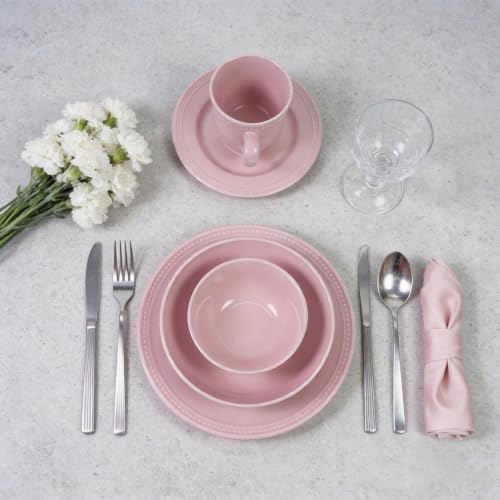 HomeVSS 20 Piece Pearl Dots Stoneware Dinnerware Set