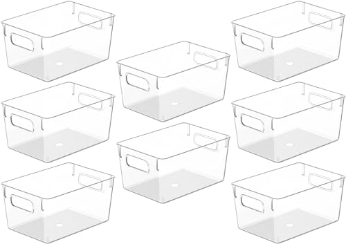 Clear Plastic Storage Bins (8 Count)