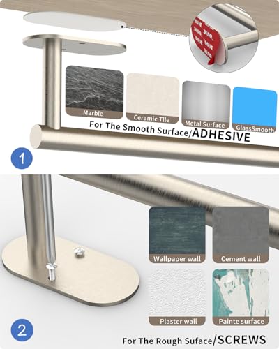Paper Towel Holder Under Cabinet with 2Hooks Self Adhesive Silver