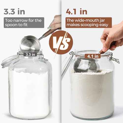 Large Glass Jars with Airtight Lids 1.1 Gallon 2 Pack Wide Mouth (2 Count)