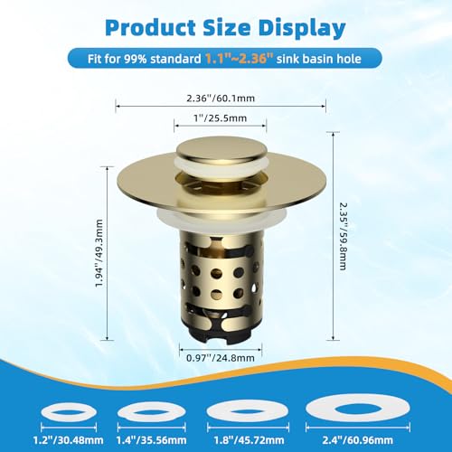 2PCS Universal Bathroom Sink Drain Strainer Hair Catcher (2 Count)