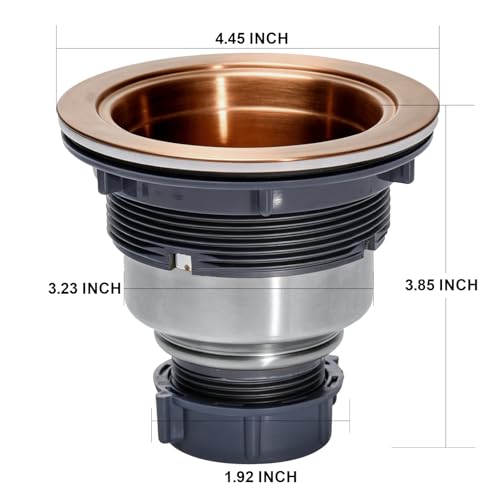 3/1-2 Inch Sink Drain Assembly Antique Copper Kitchen Sink Drain Kit Copper Stainless Steel Sink Basket Strainer Rubber Stopper, Sealing Lid/Removable Deep Waste Basket for Home, Kitchen