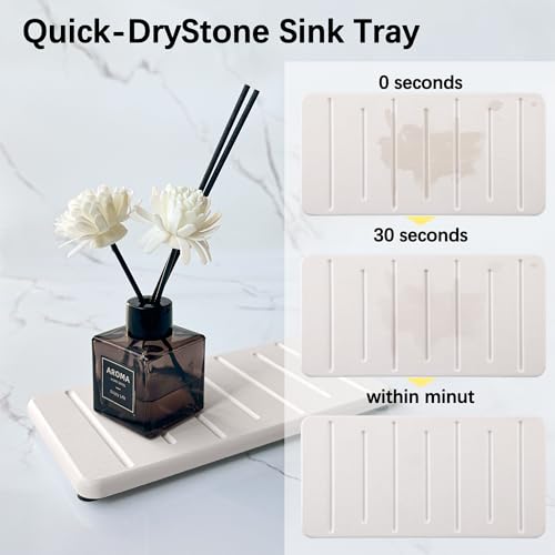 2PCS Water Absorbing Stone Tray for Cosmetics & Hand Soap & Houseplants (2 Count)
