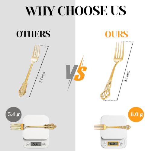 75PCS Gold Forks Disposable 8.1inch Vintage Baroque Forks for Party (75 Count)