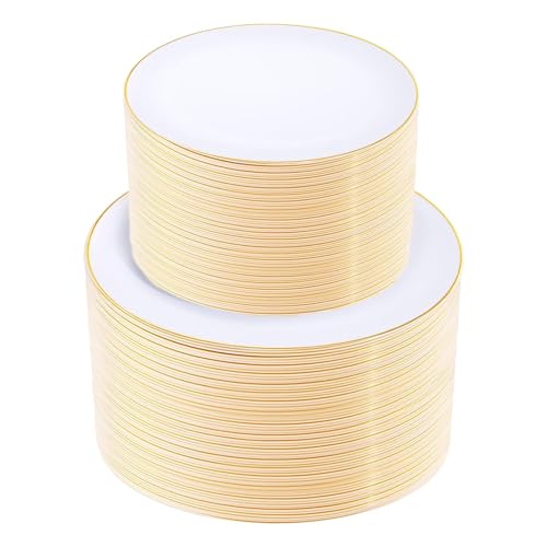 200PCS Gold Plastic Plates (200 Count)