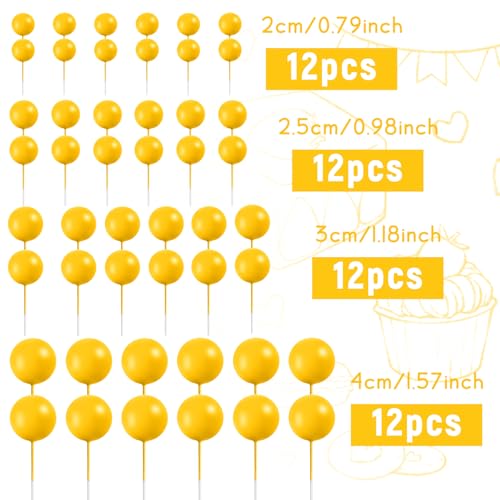 48 Pcs Yellow Cake Topper Decorations (48 Count)