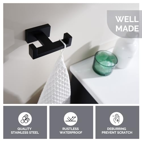 Double Towel Hook Matte Black