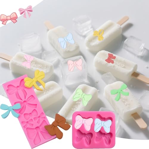 5 Pcs Bow Silicone Mold Fondant Bow Mold Chocolate Candy Cake Pop Molds Bow Molds for Wedding Birthday Party Dessert Cake Supplies Baking DIY (5 Count)