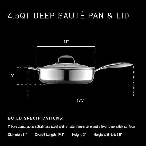 4.5 Qt Hybrid Nonstick Deep Sauté Frying Pan & Lid