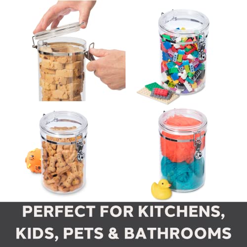 4pc Clear Canister Set with Clamp Lids Airtight Containers in Sizes Ideal for Kitchen & Pantry Storage of Bulk