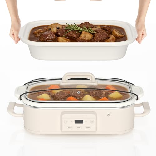 4 Quart Casserole Programmable Slow Cooker with Ceramic Baking Dish