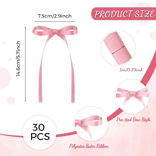 30 Pack Bow Cake Toppers Rose Pink Ribbon Bows for Cake (30 Count)