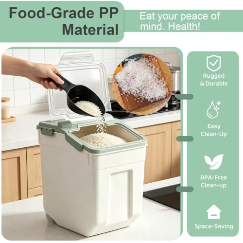50 lb Large Food Grade Container for Rice Flour Sugar (4 Count)