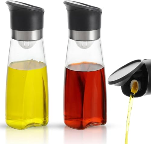 Premium Glass Olive Oil and Vinegar Dispenser Bottles Set