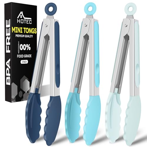 Mini Silicone Kitchen Tongs for Cooking (3 Count)