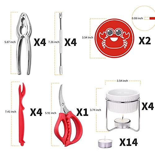33 Pcs Crab Crackers and Tools Set with 4 Crab Leg Crackers