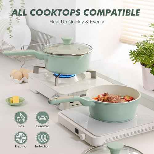 2.5 QT Ceramic Nonstick Saucepan with Lid