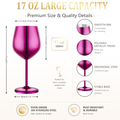 Unbreakable Stainless Steel Wine Glasses Set of 2 (2 Count)