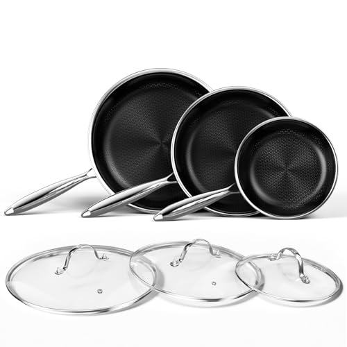 Nonstick Titanium Ceramics Stainless Steel Frying Pan Set