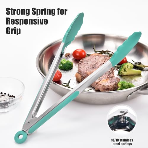 Kitchen Tongs with Silicone Tips for Cooking Serving