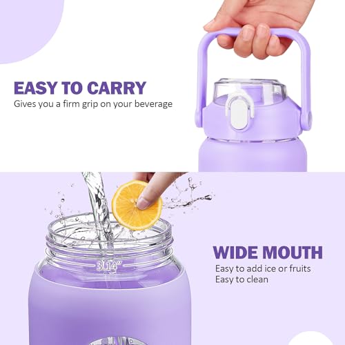 64oz Glass Water Bottles with Straw