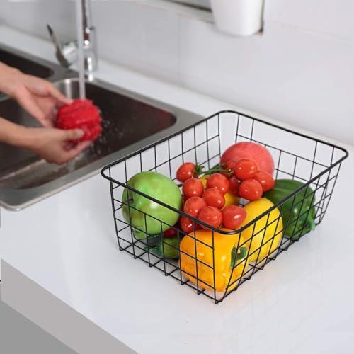 Kitchen Wire Baskets Farmhouse Decor Metal Food Storage Organizer (2 Count)