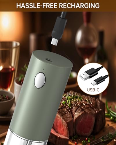 Electric Salt and Pepper Grinder Set Rechargeable Salt and Pepper Mills with Storage Base (2 Count)