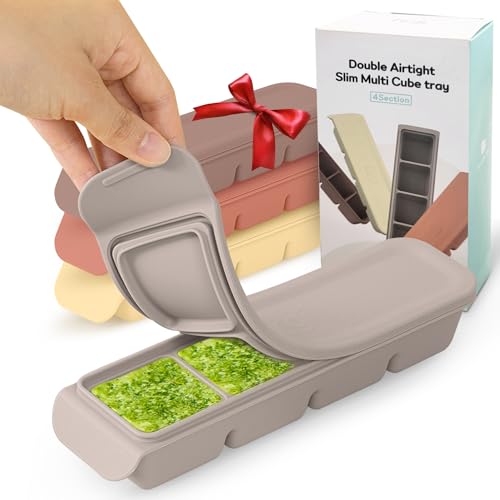 Silicone Ice Cube Freezer Tray with Lid (4 Count)