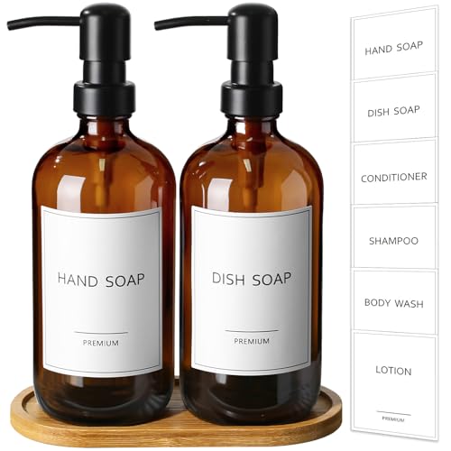 Amber Glass Soap Dispenser (2 Count)