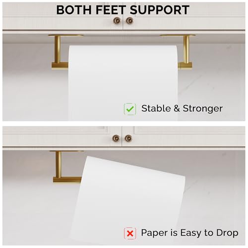 Gold Paper Towel Holder Under Cabinet Self Adhesive or Wall Mount