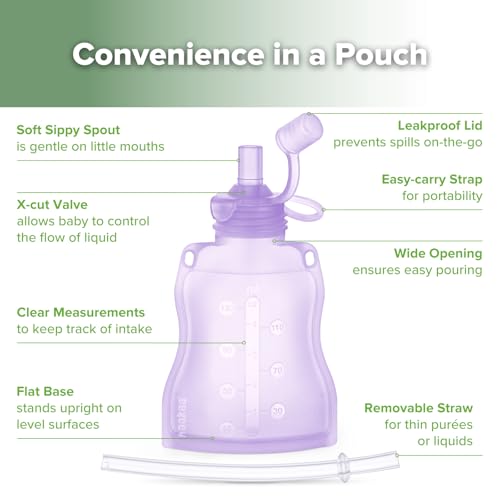 Refillable Silicone Baby Food Pouch (4 Count)