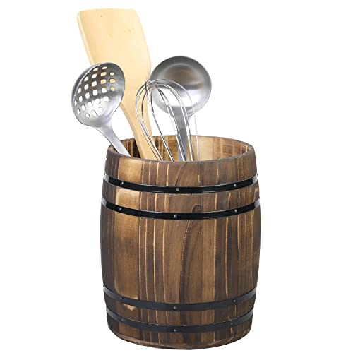 Wine Barrel Design Kitchen Utensil Crock
