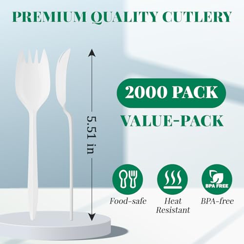 2000 Count White Plastic Sporks