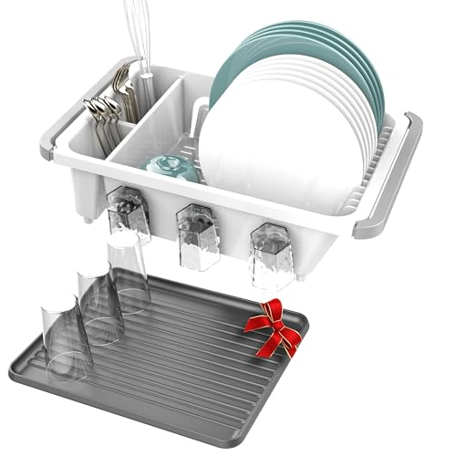 Dish drying rack expandable over the sink